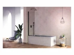 New KASSANDRA Mampara de bañera abatible RITA con perfil mate Negro