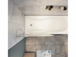Outlet Mampara de bañera abatible-cristal templado 4mm con perfil gris mate-(1090-1100)x1400mm Mampara De Bañera