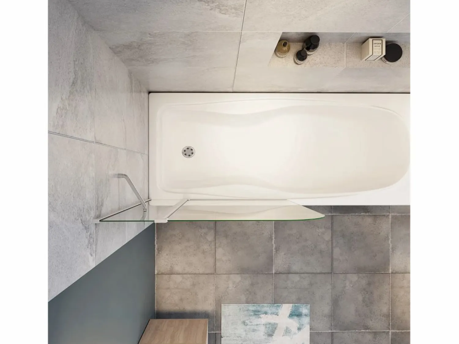Hot Mampara de bañera abatible-cristal templado 4mm con perfil gris mate-(990-1000)x1400mm Mampara De Bañera
