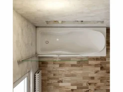 Mampara de bañera abatible 2 hojas cristal antical 6mm plegable (880-900)x1400mm Mampara De Bañera