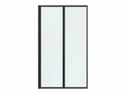 Best Shower & Design Mampara de bañera plegable de metal mate estilo taller - 80 x 140 cm - DISTRITO Negro