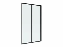 Best Shower & Design Mampara de bañera plegable de metal mate estilo taller - 80 x 140 cm - DISTRITO Negro
