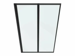 Best Shower & Design Mampara de bañera plegable de metal mate estilo taller - 80 x 140 cm - DISTRITO Negro
