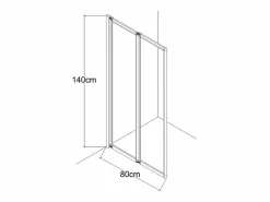 Best Shower & Design Mampara de bañera plegable de metal mate estilo taller - 80 x 140 cm - DISTRITO Negro