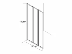 Shower & Design Mampara de bañera plegable de metal color cromo estilo industrial, 120 x 140 cm, DISTRICT Plateado