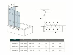 Sale Aica Mampara de bañera plegable-vidrio 4mm con perfil gris mate-4 hojas+panel lateral 700mm-(999-1009)x(672-699)x1400mm Transparente