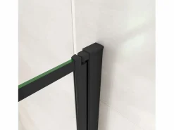 Online Aica Mampara de bañera serigrafiada de líneas verticales negras Perfil Negro Mate Cristal Templado 4mm Tamaño:(680-700)x1400mm- Transparente