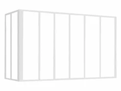 Vente-unique Mampara de cristal esquinera tipo taller BAYVIEW en aluminio con recubrimiento en polvo, 180 x 60 x 130 cm, color