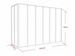 Vente-unique Mampara de cristal esquinera tipo taller BAYVIEW en aluminio con recubrimiento en polvo, 180 x 60 x 130 cm, color