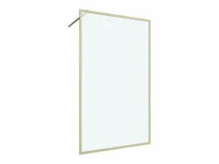 Shower & Design Mampara de ducha a ras de suelo, 120 x 200 x 92 cm, oro, cristal, AMBERI