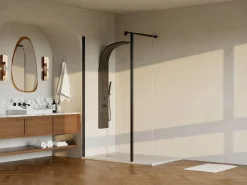 Discount Mampara de ducha con panel pivotante - mate - Vidrio 6 mm - 100x200 cm - DAREN Mampara De Ducha