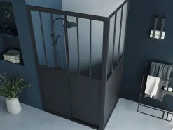 Best Shower & Design Mampara de ducha con puerta corredera mate - 120 x 80 x 195 cm - URBANIK Negro