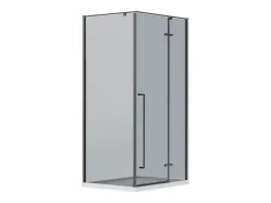 Clearance Vente-unique Mampara de ducha con puerta de vidrio ahumado - L100 x l80 x H190 cm - mate - TERMANIO Negro