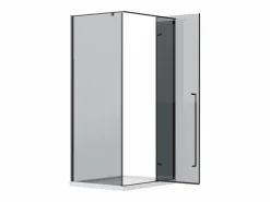Clearance Vente-unique Mampara de ducha con puerta de vidrio ahumado - L100 x l80 x H190 cm - mate - TERMANIO Negro