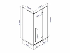 Clearance Vente-unique Mampara de ducha con puerta de vidrio ahumado - L100 x l80 x H190 cm - mate - TERMANIO Negro