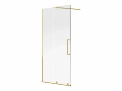 Shower & Design Mampara de ducha estilo italiano dorada estilo industrial, 120 x 200 cm, vidrio templado YOREM