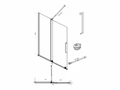 Shower & Design Mampara de ducha estilo italiano dorada estilo industrial, 120 x 200 cm, vidrio templado YOREM