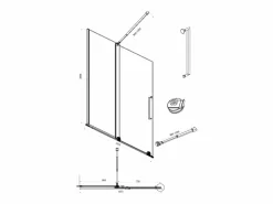Outlet Mampara de ducha estilo industrial en mate, 140 x 200 cm, cristal templado YOREM Mampara De Ducha