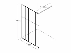 Shower & Design Mampara de ducha estilo italiano ATALIA industrial 140x200 Negro