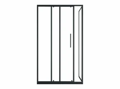 Discount Shower & Design Mampara de ducha fija con puerta corredera mate, 120 x 80 x 195 cm, TORONI Negro