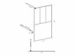 New Shower & Design Mampara de ducha italiana mate estilo atelier, 120 x 200 cm, URBANIK Negro
