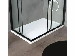 Mampara de ducha rectangular "Cielo" de cristal transparente con perfil negro mate cm 80x120 190h