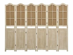 Mampara divisoria 6 paneles Marrón 214x165 cm Tela