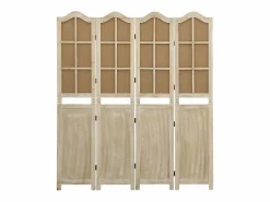 Mampara divisoria de 4 paneles Marrón 140x165 cm Tela