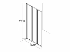 New Shower & Design Mampara para bañera plegable de metal mate estilo atelier, 120 x 140 cm, DISTRICT Negro
