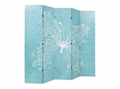 Mampara plegable 200 x 170 cm Papillon Bleu