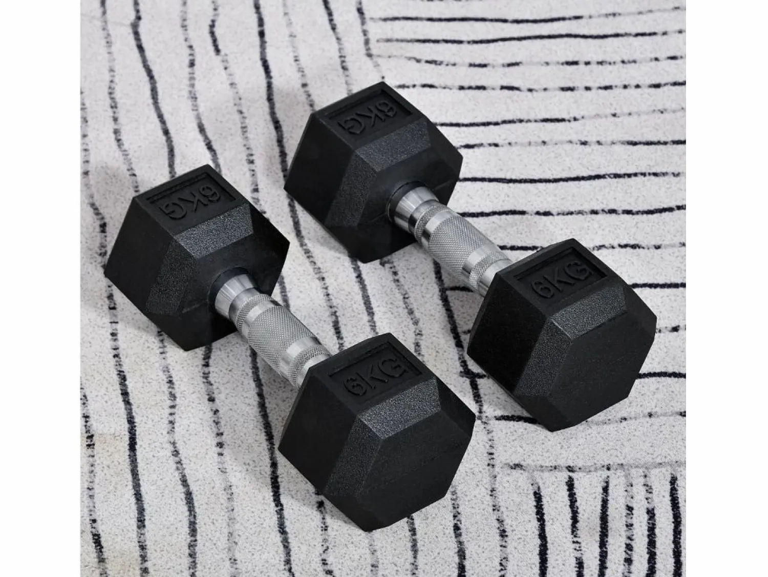 Online mancuernas hexagonales de metal de 6 kg con cubierta de goma, color (11,5 x 11,5 x 28,8 cm) Negro