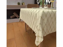 Soleil d'ocre Mantel cuadrado festivo con antimanchas en puro algodón 180x180 cm oro CELESTE, por