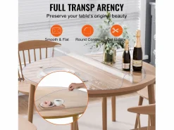 New Mantel SucceBuy Protector de Mesa de PVC de 106 cm, Almohadilla de Escritorio Redonda de Plástico , 2 mm de Grosor Mantelería|Mantelería