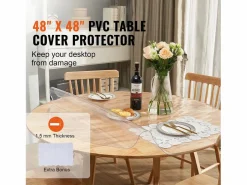 Clearance Mantel SucceBuy Protector de Mesa de PVC, Cubierta de Escritorio Redonda de Plástico de 123 cm, 1.5 mm de Grosor Mantelería|Mantelería