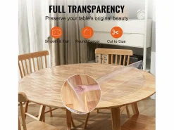 Clearance Mantel SucceBuy Protector de Mesa de PVC, Cubierta de Escritorio Redonda de Plástico de 123 cm, 1.5 mm de Grosor Mantelería|Mantelería
