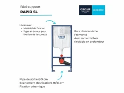 New GROHE Marco de soporte de superficie Rapid SL Negro