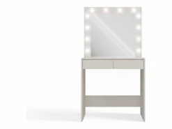 TOPESHOP MARINA - Tocador con espejo e iluminación LED - 2 cajones - Dimensiones 81x50x80 cm