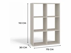 Best MARION - Estantería modular con 6 cubos - Librería con 6 compartimentos - 110x30x75 cm - Mueble de almacenaje Estantería