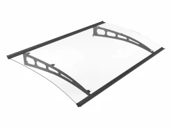 Vente-unique Marquesina de puerta de aluminio 150 x 90 cm curva negra - NEONA
