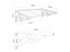 Hot Vente-unique Marquesina de puerta de aluminio L140 x l80 cm inclinado AMBAN Negro