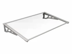 Discount Vente-unique Marquesina de puerta de aluminio 150 x 90 cm inclinada plateada KEPLER Gris