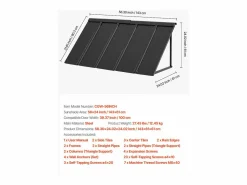 Marquesina para Puerta de Entrada SucceBuy, 143 x 61 cm, Marquesina Exterior de Metal, Estructura de Acero, Protección contra la Lluvia, para Puertas de Entrada