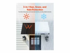 Marquesina para Puerta de Entrada SucceBuy, 143 x 61 cm, Marquesina Exterior de Metal, Estructura de Acero, Protección contra la Lluvia, para Puertas de Entrada