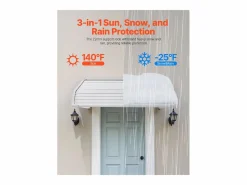 Discount Marquesina SucceBuy para Puerta de Entrada, 101,6 x 106,6 cm, Marquesina Exterior de Aluminio, para Puertas de Entrada, Ventanas de Porche y Balcones Marquesina