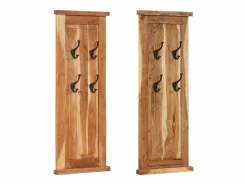 Discount Mâcon Percheros 2 unidades madera maciza de acacia 38x100 cm Perchero