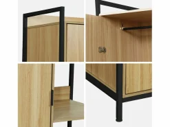 Clearance Sweeek Módulo armario con 1 armario, 6 estantes y 1 puerta Negro