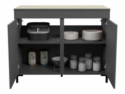 Módulo Cocina Smoke Estilo Industrial Roble 2 Cajones 2 Puertas 118 cm
