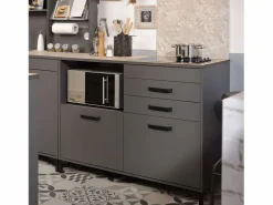 Módulo Cocina Smoke Estilo Industrial Roble 2 Cajones 2 Puertas 118 cm