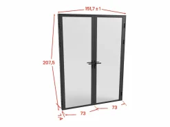 Vente-unique Módulo de puerta reversible de aluminio y cristal esmerilado - 2 x Al 204 x An 73 cm - LOXTON