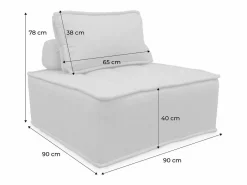 Sweeek Módulo para sofá modular en tela lisa, 1 plaza